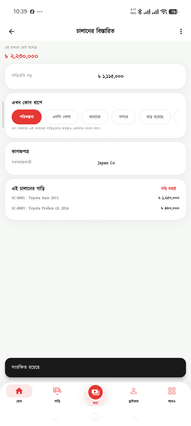 ল্যান্ডেড কস্ট — এই চালানে মোট কত, গাড়িপ্রতি কত